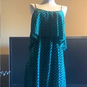 Chevron Patterned Green Dress